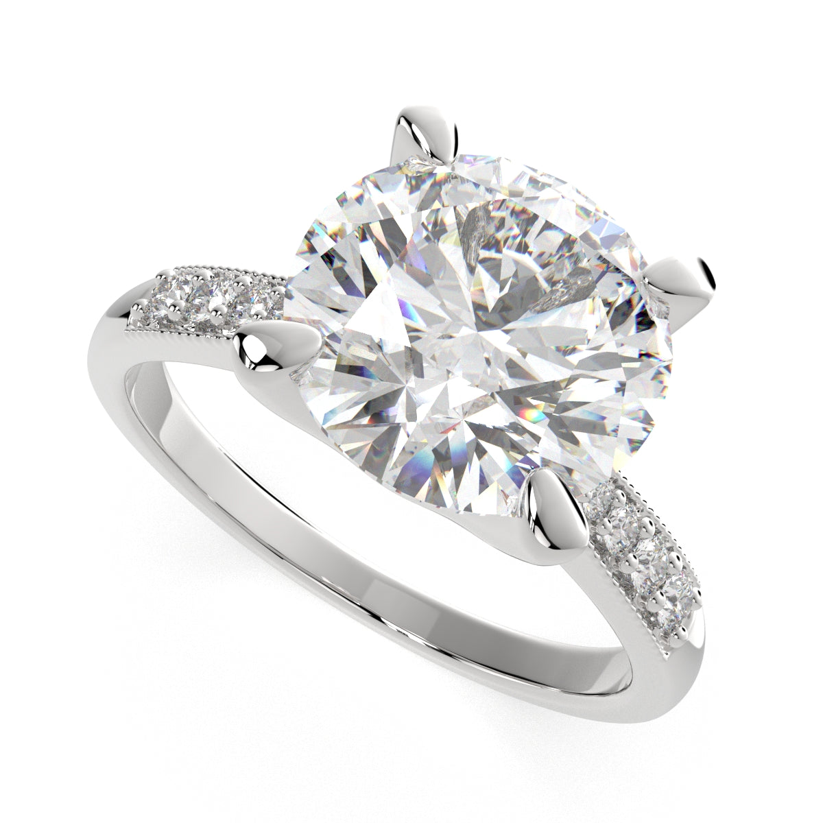 4.4 Carat VS1 D Lab Grown Diamond Pave Round Ring