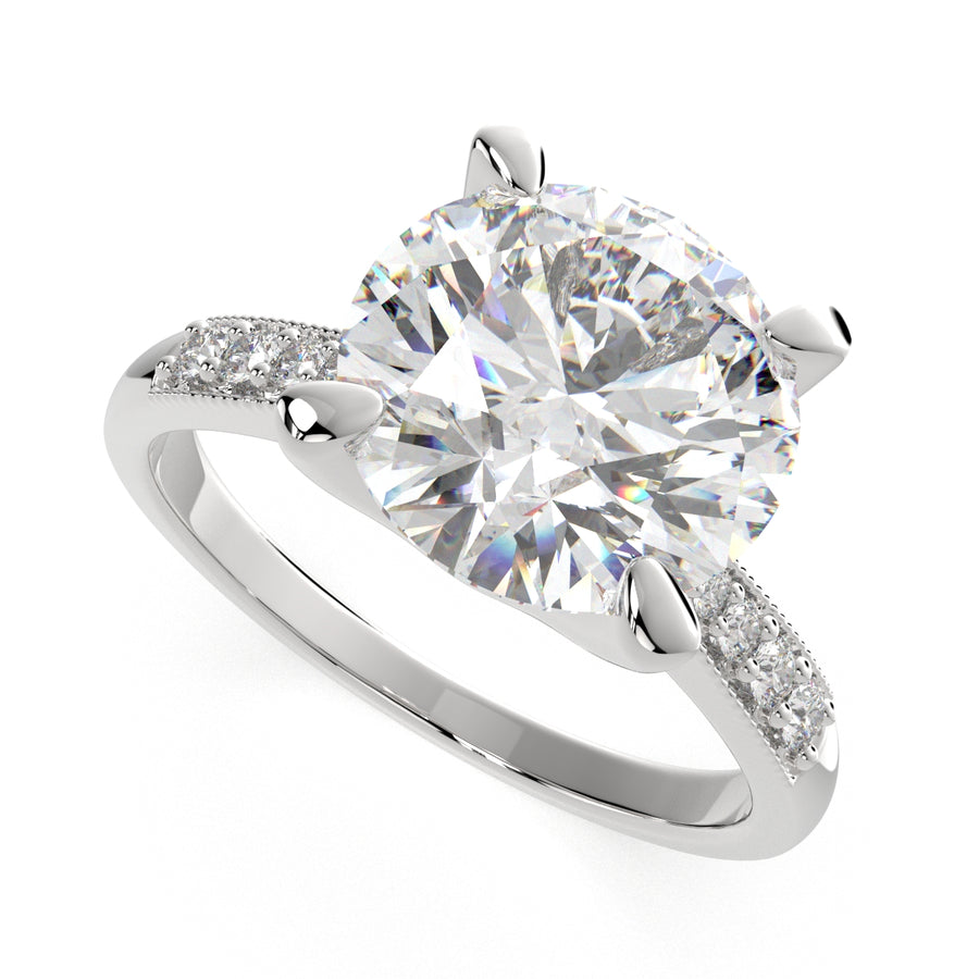 Federica 4.4 Carat Round Cut 4 Prong Engagement Ring