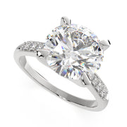 3.4 Carat VS1 D Lab Grown Diamond Pave Round Ring