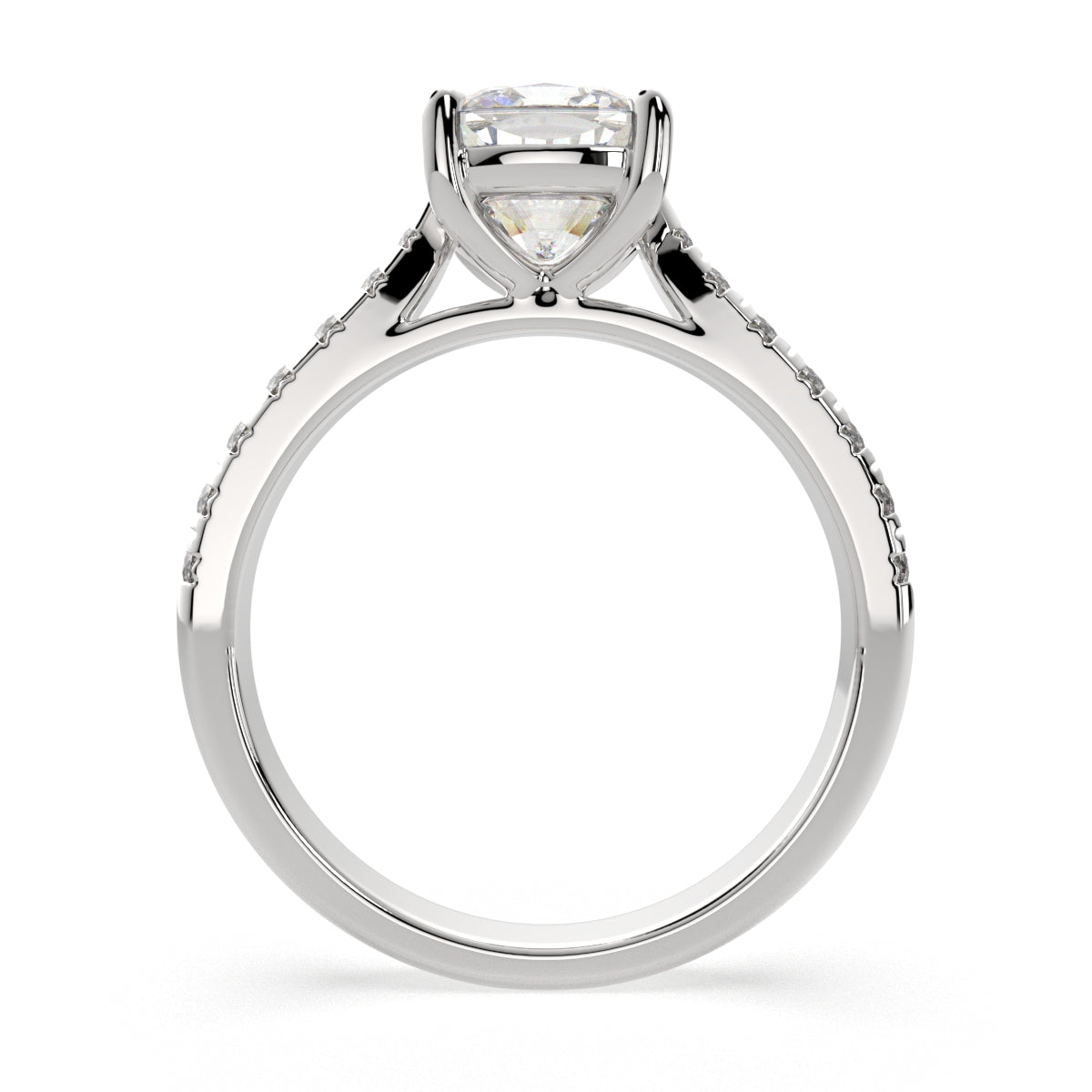 4.2 Carat VS1 D Lab Grown Diamond Pave Cushion Ring