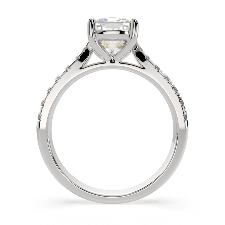 Ginevra 3.2 Carat Cushion Cut Tapered Engagement Ring