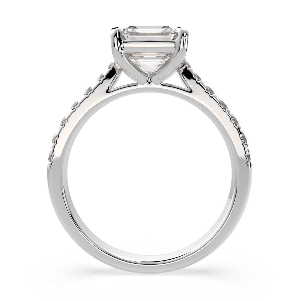 2.2 Carat VS1 D Lab Grown Diamond Pave Emerald Ring