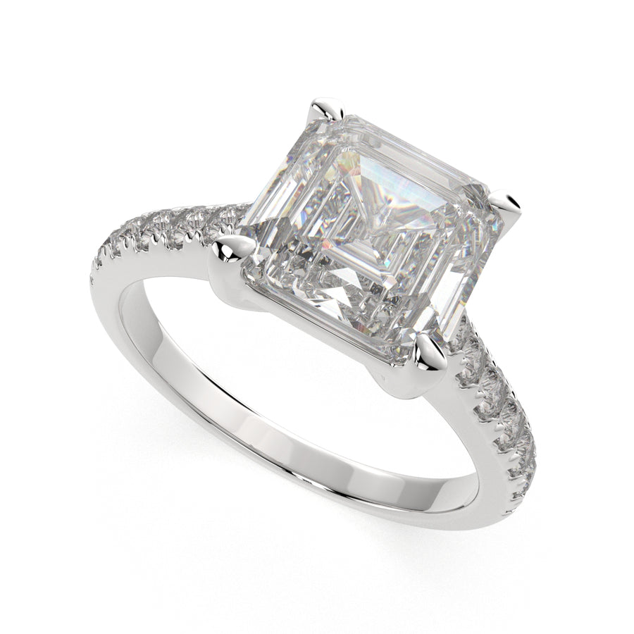 Ginevra 3.2 Carat Emerald Cut Tapered Engagement Ring