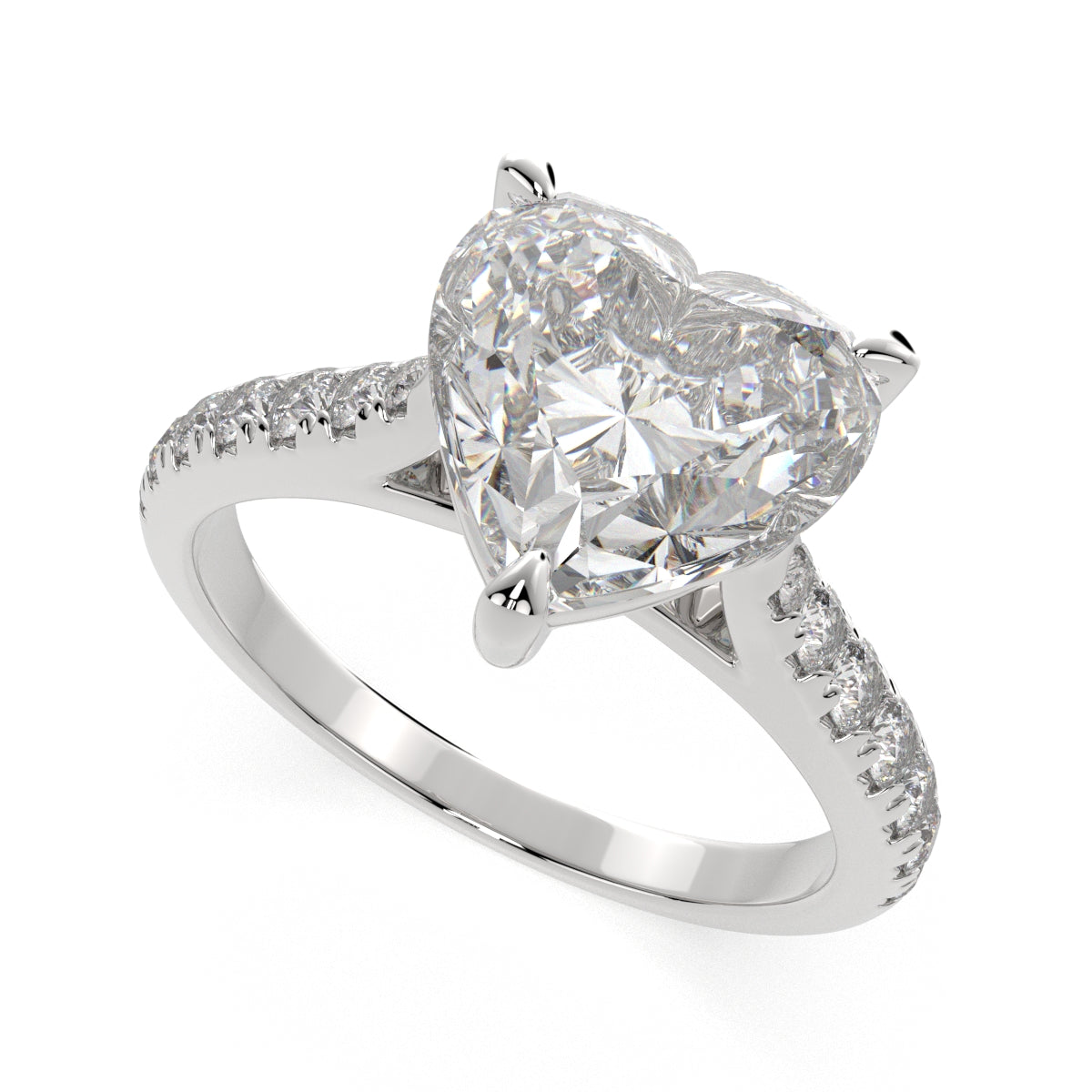 1.2 Carat VS1 D Lab Grown Diamond Pave Heart Ring