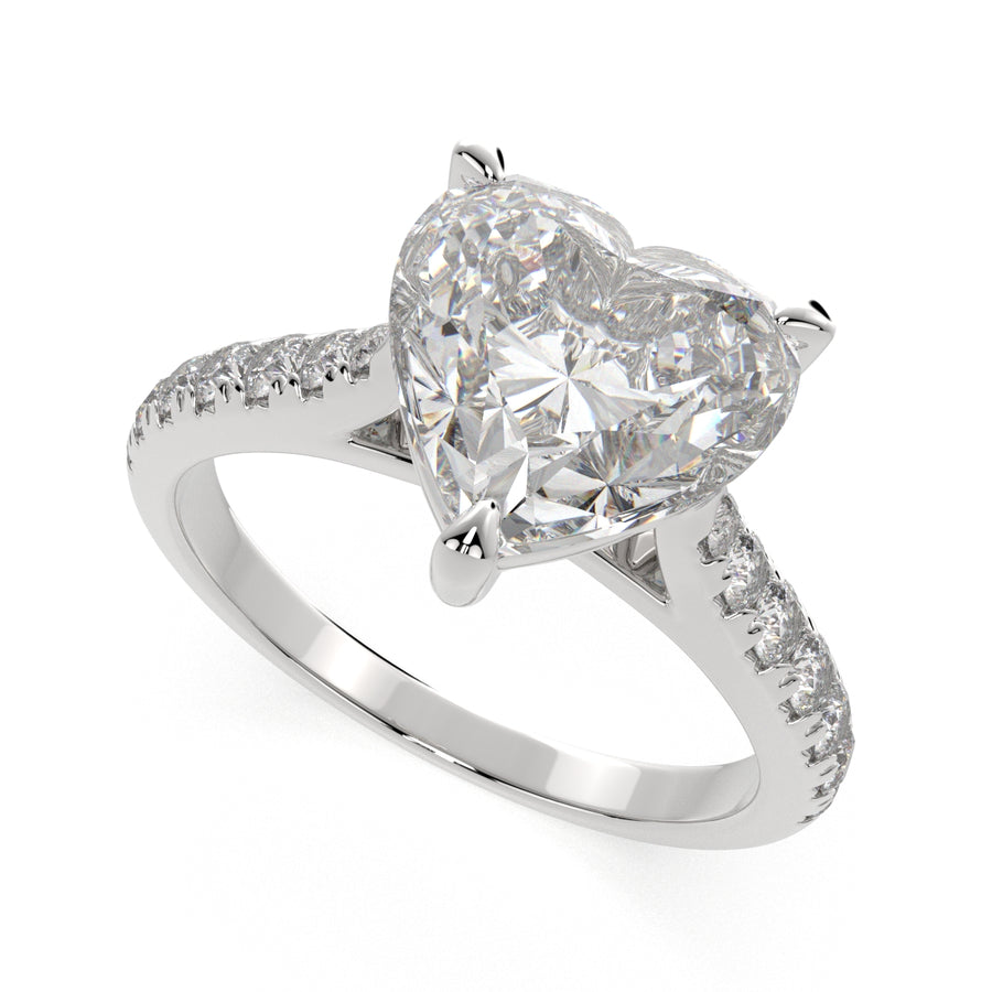 Ginevra 3.2 Carat Heart Cut Tapered Engagement Ring