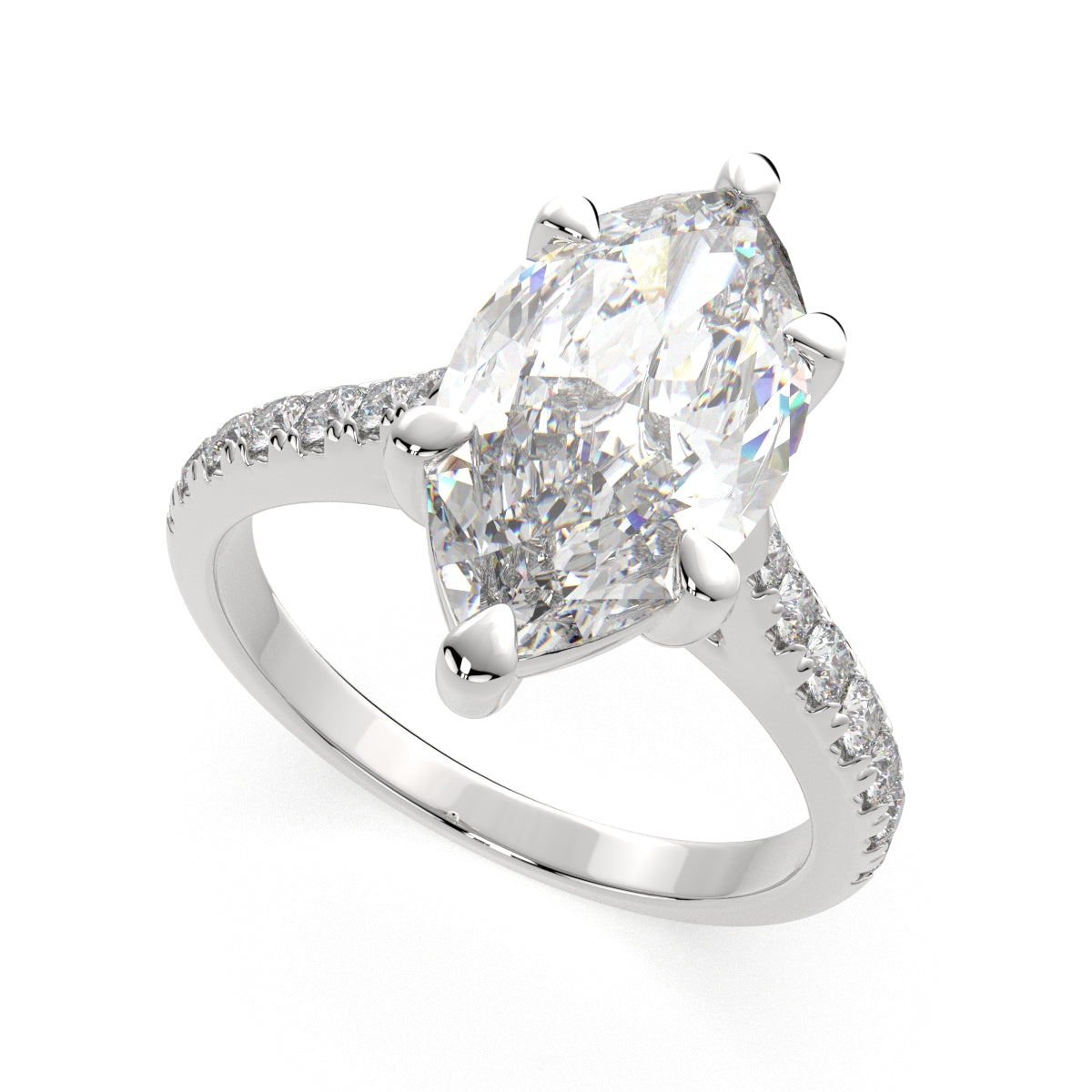 1.2 Carat VS1 D Lab Grown Diamond Pave Marquise Ring