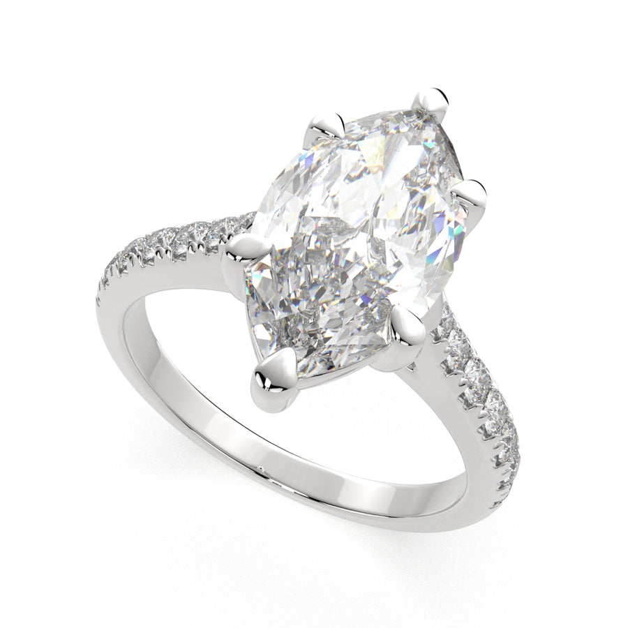 Ginevra 2.2 Carat Marquise Cut Tapered Engagement Ring