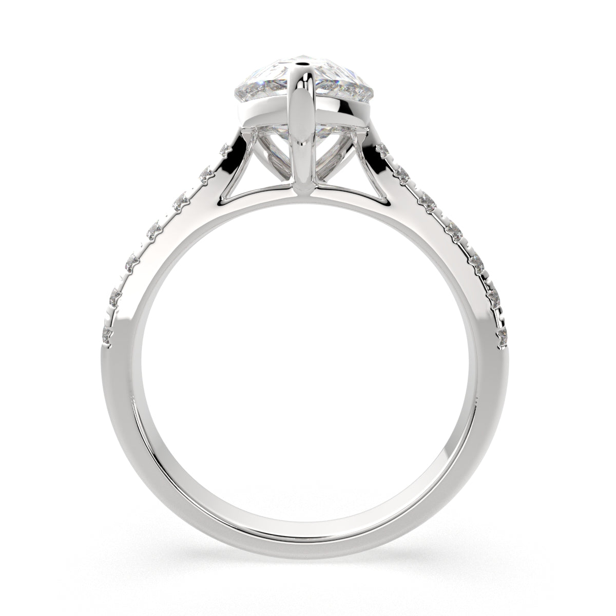 3.2 Carat VS1 D Lab Grown Diamond Pave Pear Ring