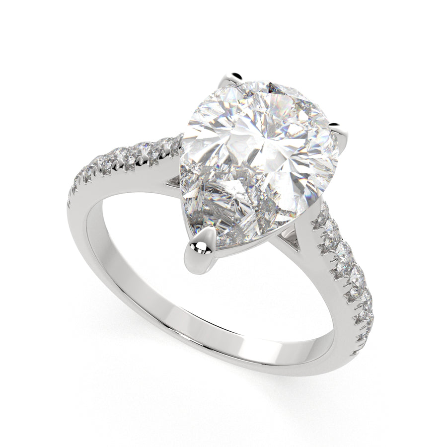 Ginevra 3.2 Carat Pear Cut Tapered Engagement Ring