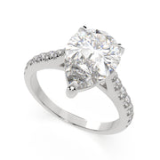 3.2 Carat VS1 D Lab Grown Diamond Pave Pear Ring