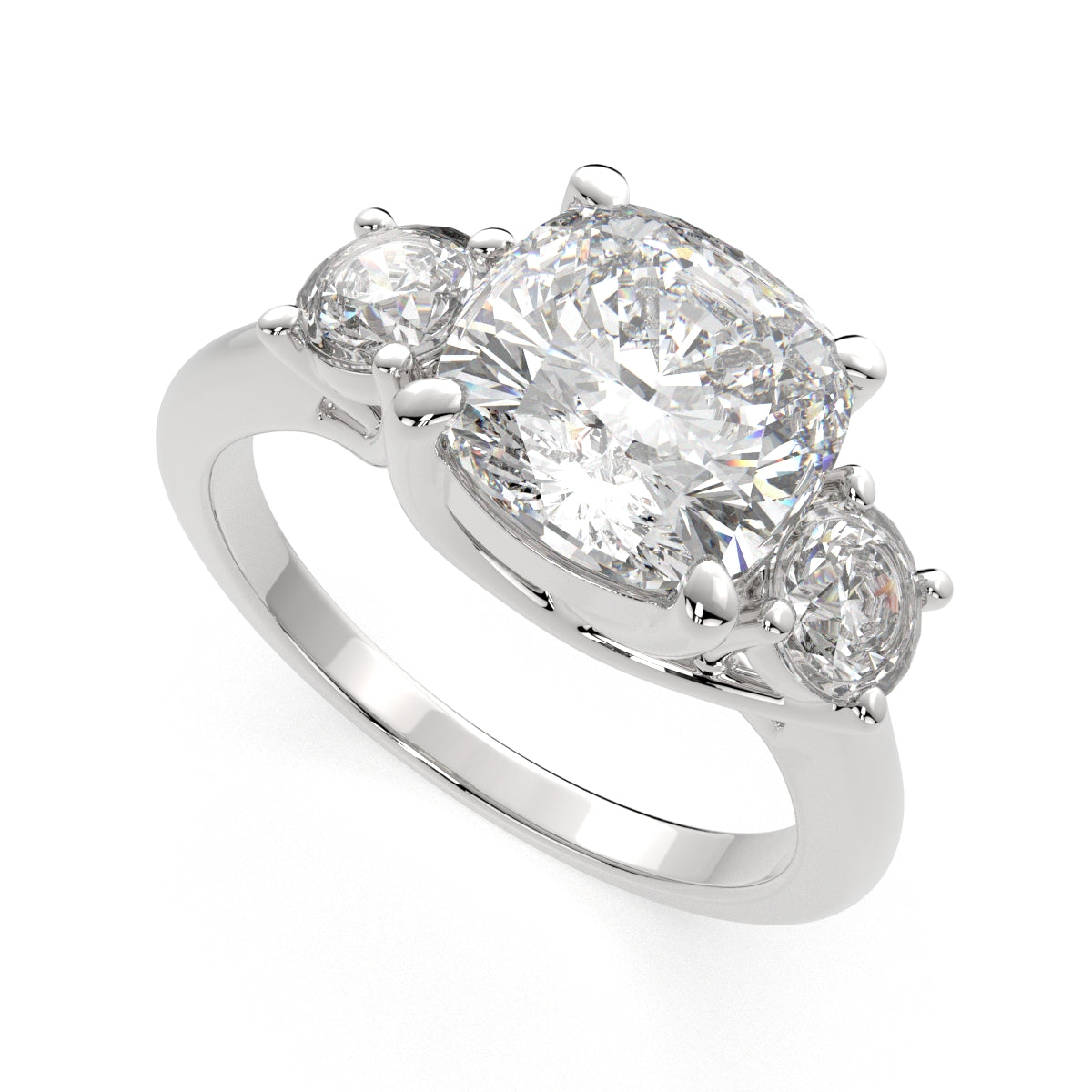 1.2 Carat VS1 D Lab Grown Diamond Trilogy Cushion Ring