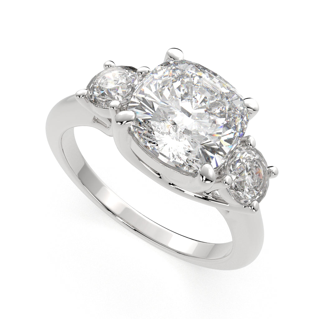 1.2 Carat VS1 D Lab Grown Diamond Trilogy Cushion Ring
