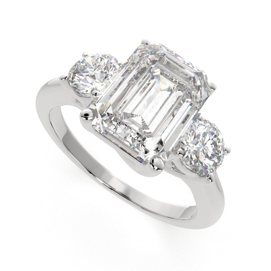 Hana 4.2 Carat Emerald Cut 3 Stone Engagement Ring