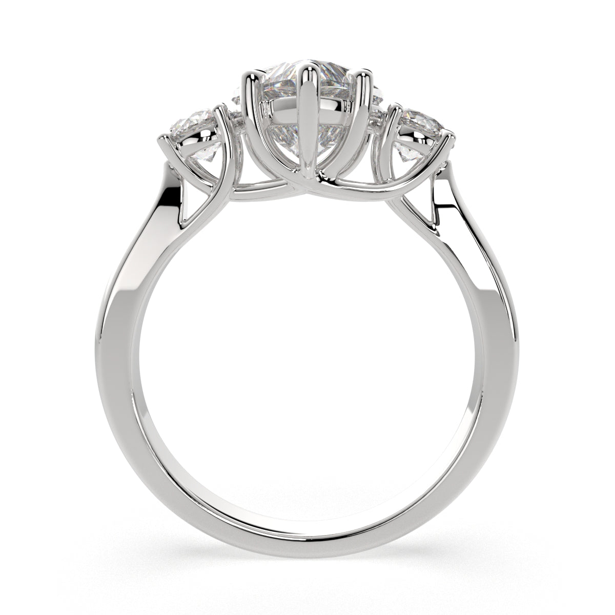 3.2 Carat VS1 D Lab Grown Diamond Trilogy Heart Ring