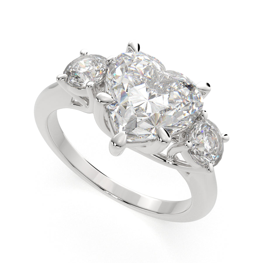 Hana 3.2 Carat Heart Cut 3 Stone Engagement Ring