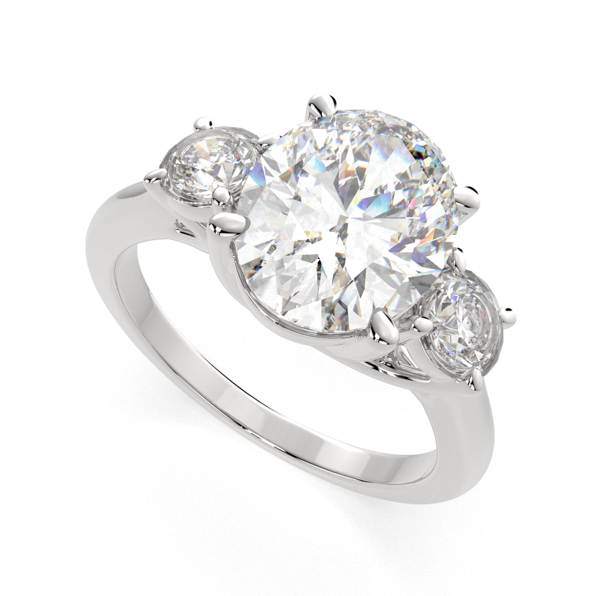 3.2 Carat VS1 D Lab Grown Diamond Trilogy Oval Ring