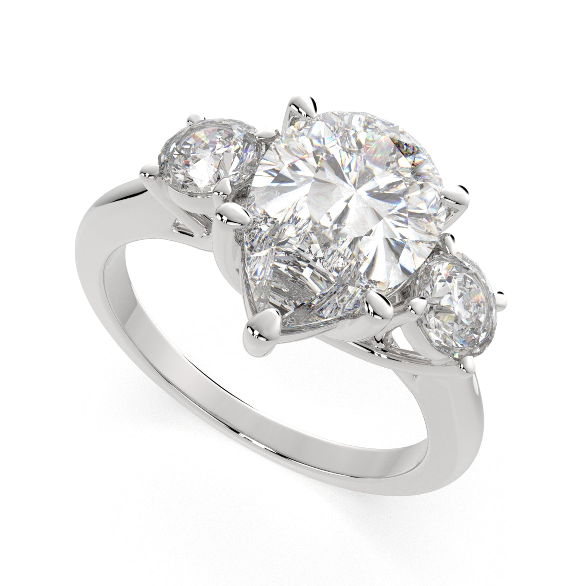 4.2 Carat VS1 D Lab Grown Diamond Trilogy Pear Ring