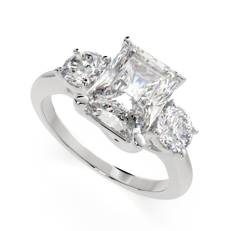 Hana 4.2 Carat Radiant Cut 3 Stone Engagement Ring