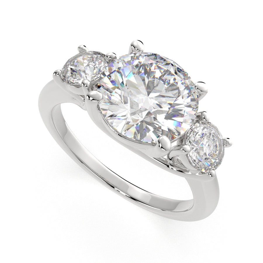 Hana 2.2 Carat Round Cut 3 Stone Engagement Ring