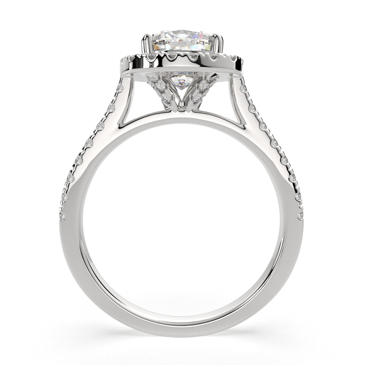 4.4 Carat VS1 D Lab Grown Diamond Halo Pave Cushion Ring