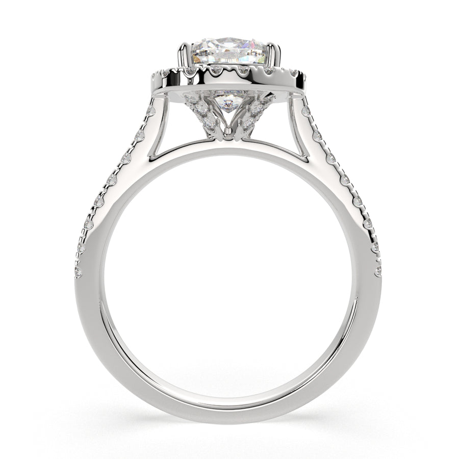 Isadora 4.4 Carat Cushion Cut Halo Pave Engagement Ring