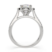 3.4 Carat VS1 D Lab Grown Diamond Halo Pave Cushion Ring