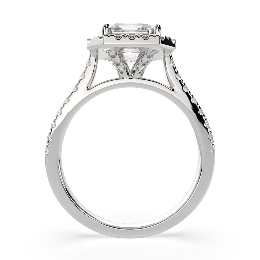 Isadora 3.4 Carat Emerald Cut Halo Pave Engagement Ring