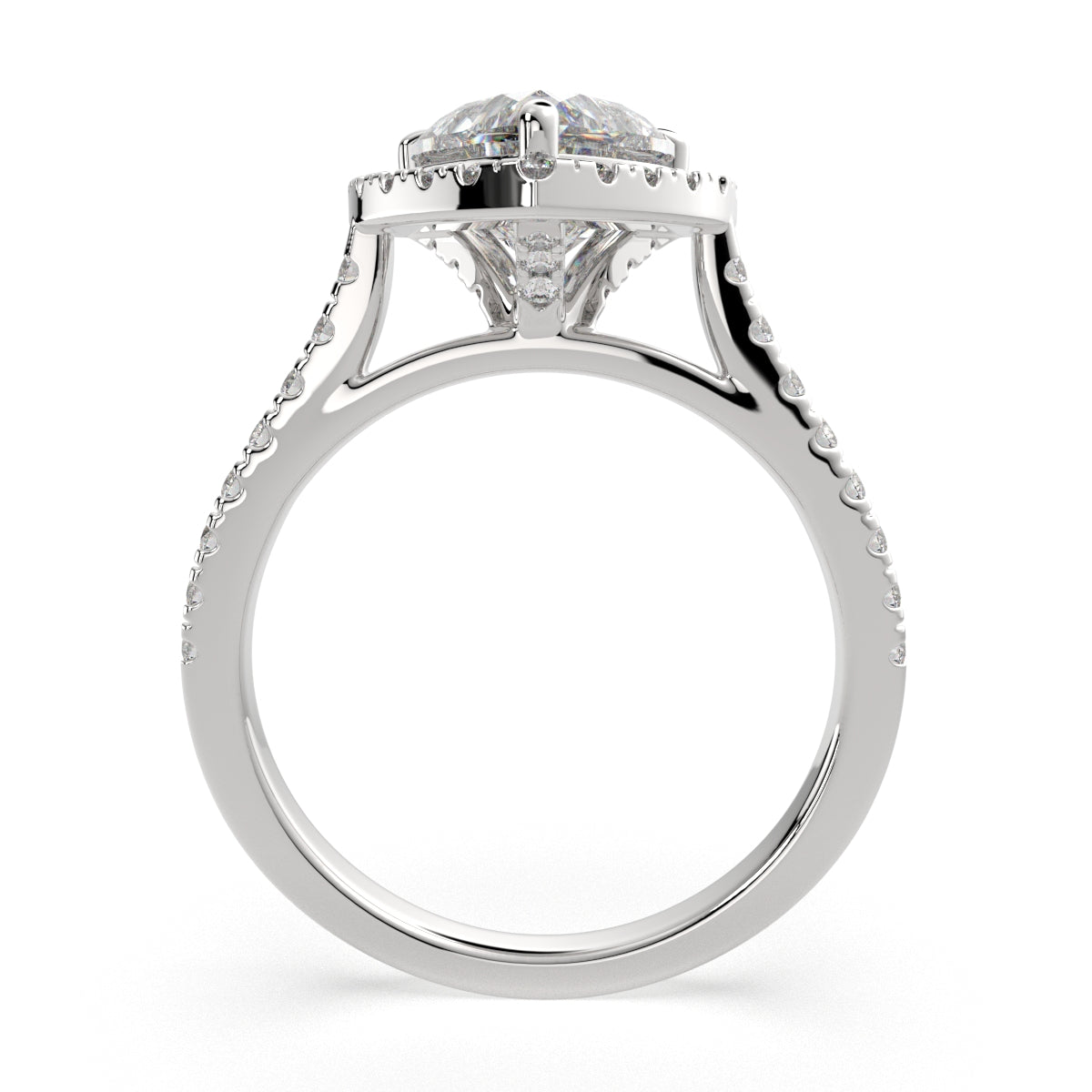 1.4 Carat VS1 D Lab Grown Diamond Halo Pave Heart Ring