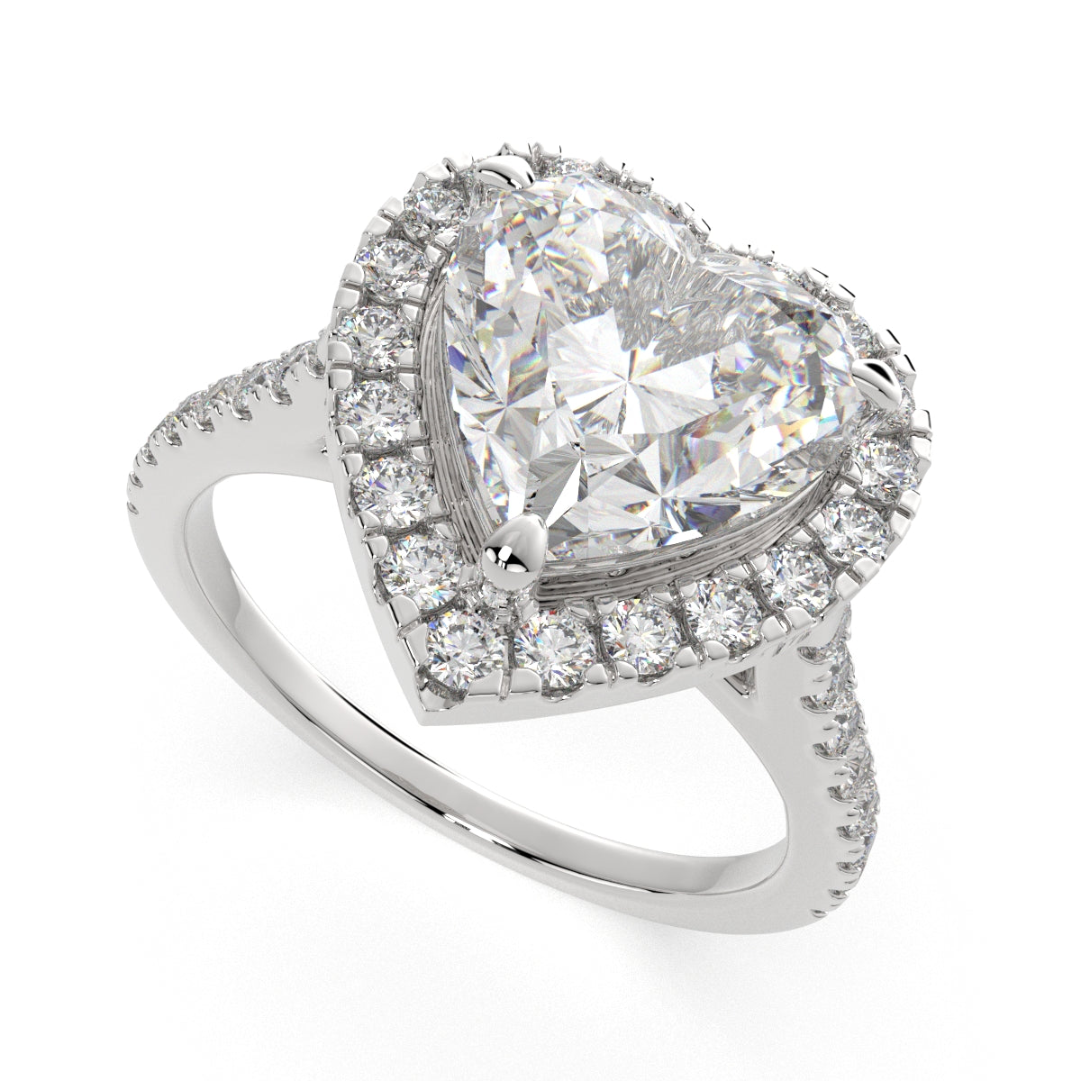 1.4 Carat VS1 D Lab Grown Diamond Halo Pave Heart Ring
