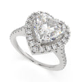 3.4 Carat VS1 D Lab Grown Diamond Halo Pave Heart Ring