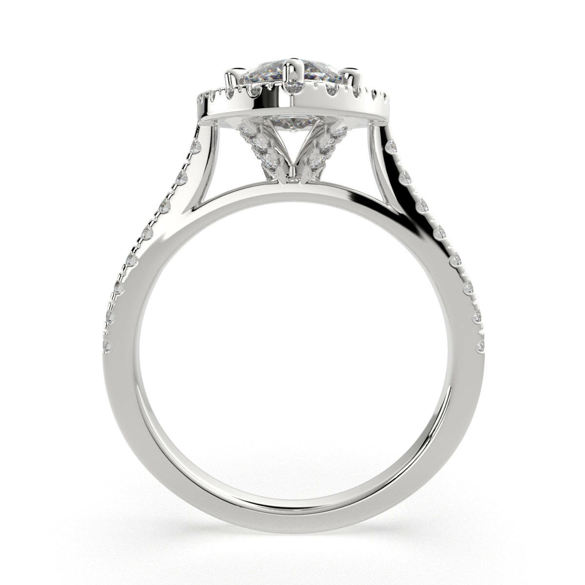 3.4 Carat VS1 D Lab Grown Diamond Halo Pave Marquise Ring