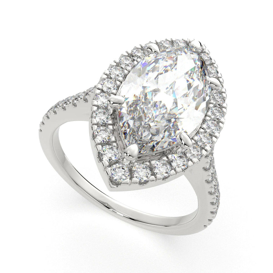 Isadora 3.4 Carat Marquise Cut Halo Pave Engagement Ring