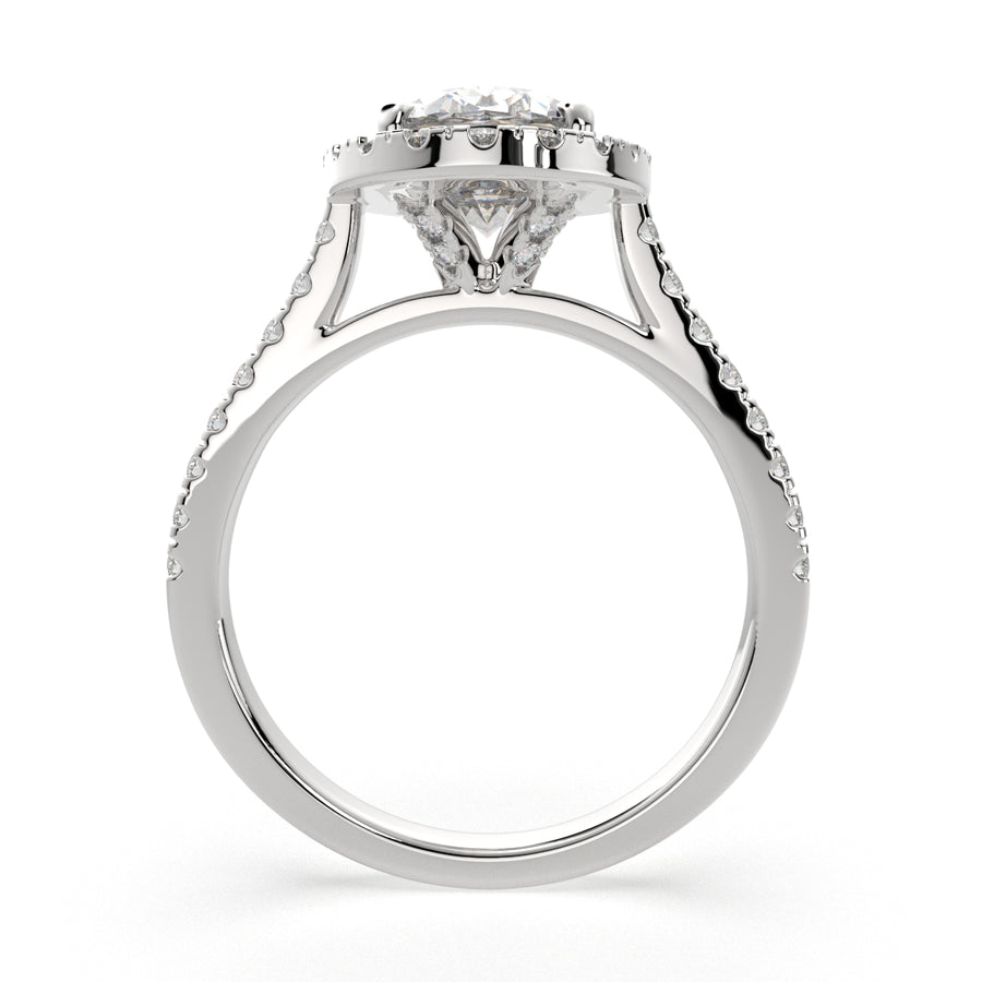 Isadora 3.4 Carat Oval Cut Halo Pave Engagement Ring