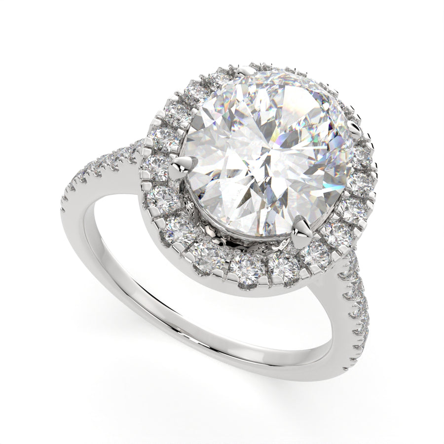 Isadora 3.4 Carat Oval Cut Halo Pave Engagement Ring