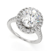 3.4 Carat VS1 D Lab Grown Diamond Halo Pave Oval Ring