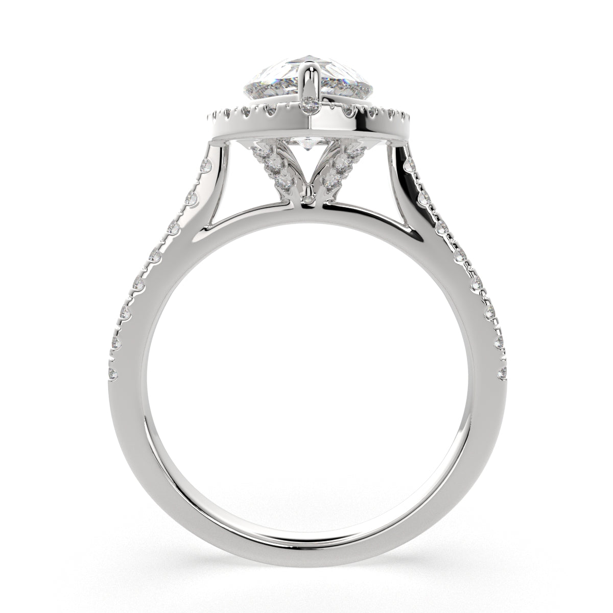 1.4 Carat VS1 D Lab Grown Diamond Halo Pave Pear Ring