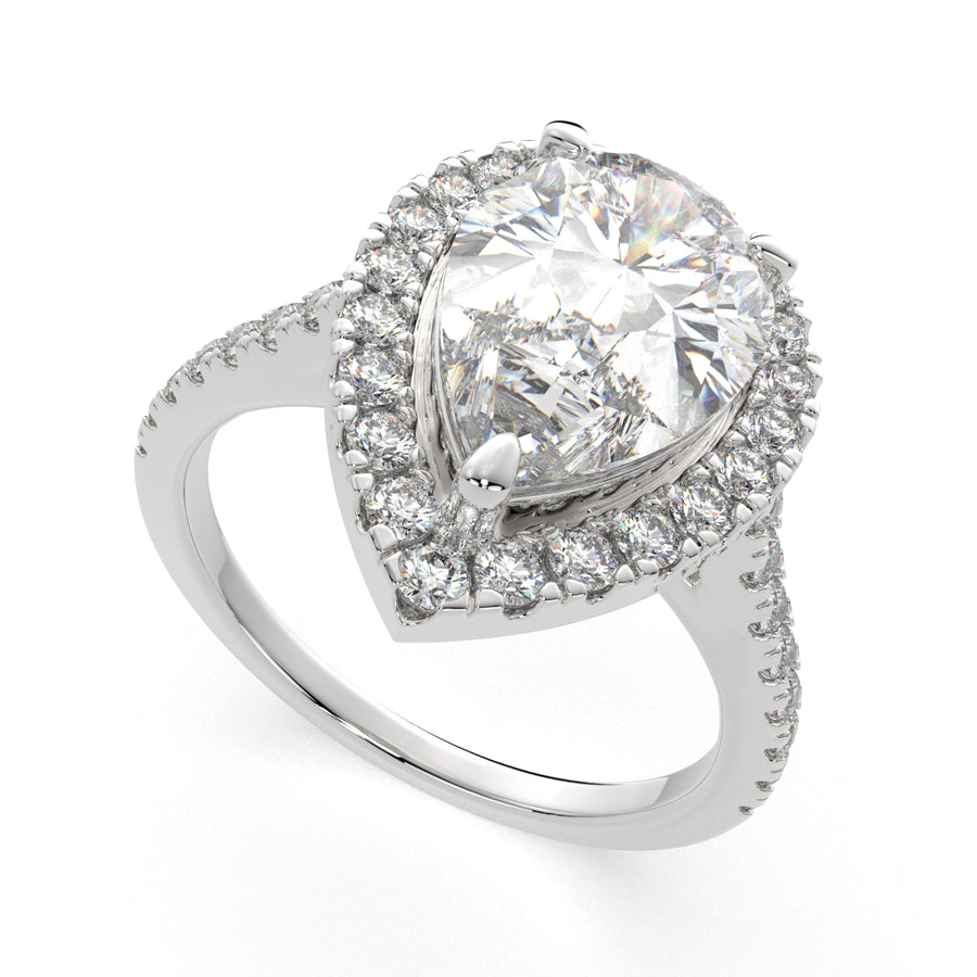 Isadora 4.4 Carat Pear Cut Halo Pave Engagement Ring