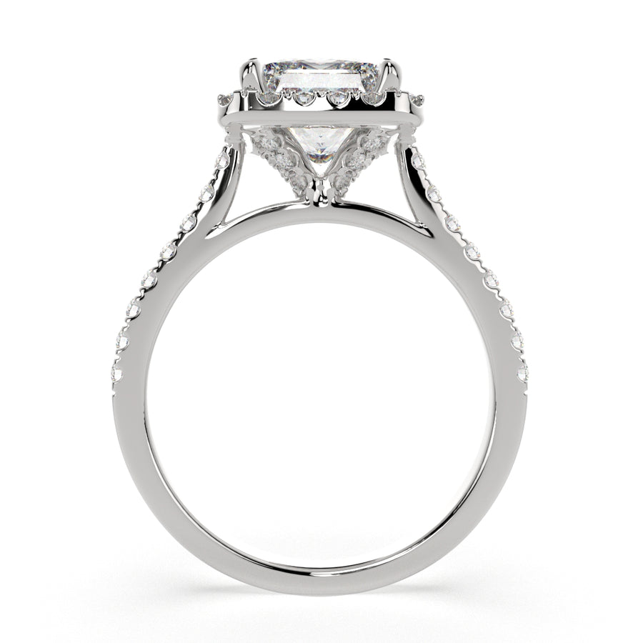 Isadora 1.4 Carat Princess Cut Halo Pave Engagement Ring
