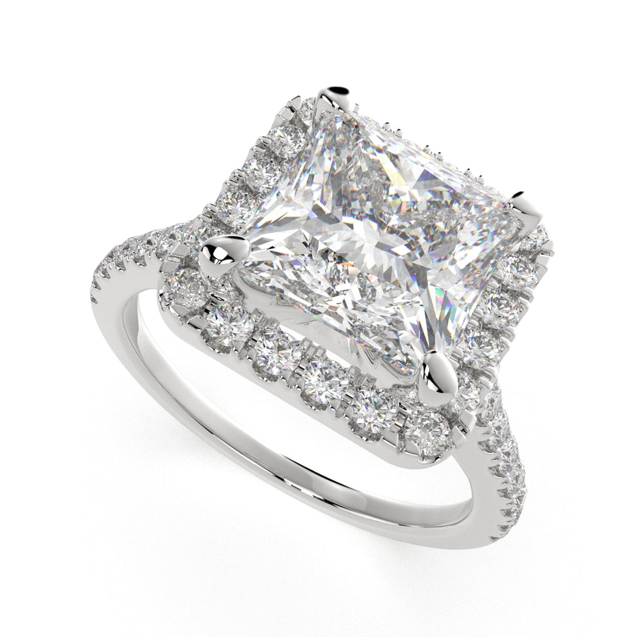 Isadora 1.4 Carat Princess Cut Halo Pave Engagement Ring