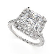 1.4 Carat VS1 D Lab Grown Diamond Halo Pave Princess Ring