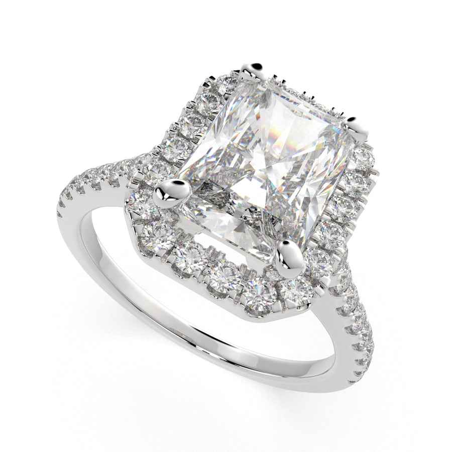 Isadora 2.4 Carat Radiant Cut Halo Pave Engagement Ring