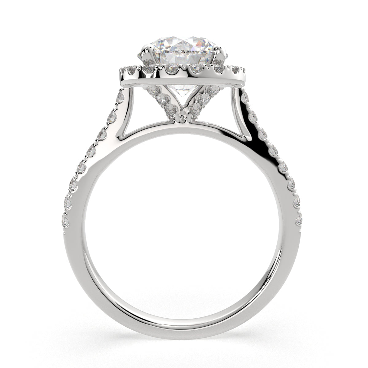 1.4 Carat VS1 D Lab Grown Diamond Halo Pave Round Ring