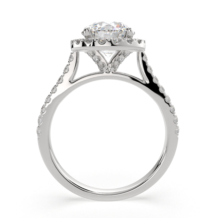 Isadora 1.4 Carat Round Cut Halo Pave Engagement Ring