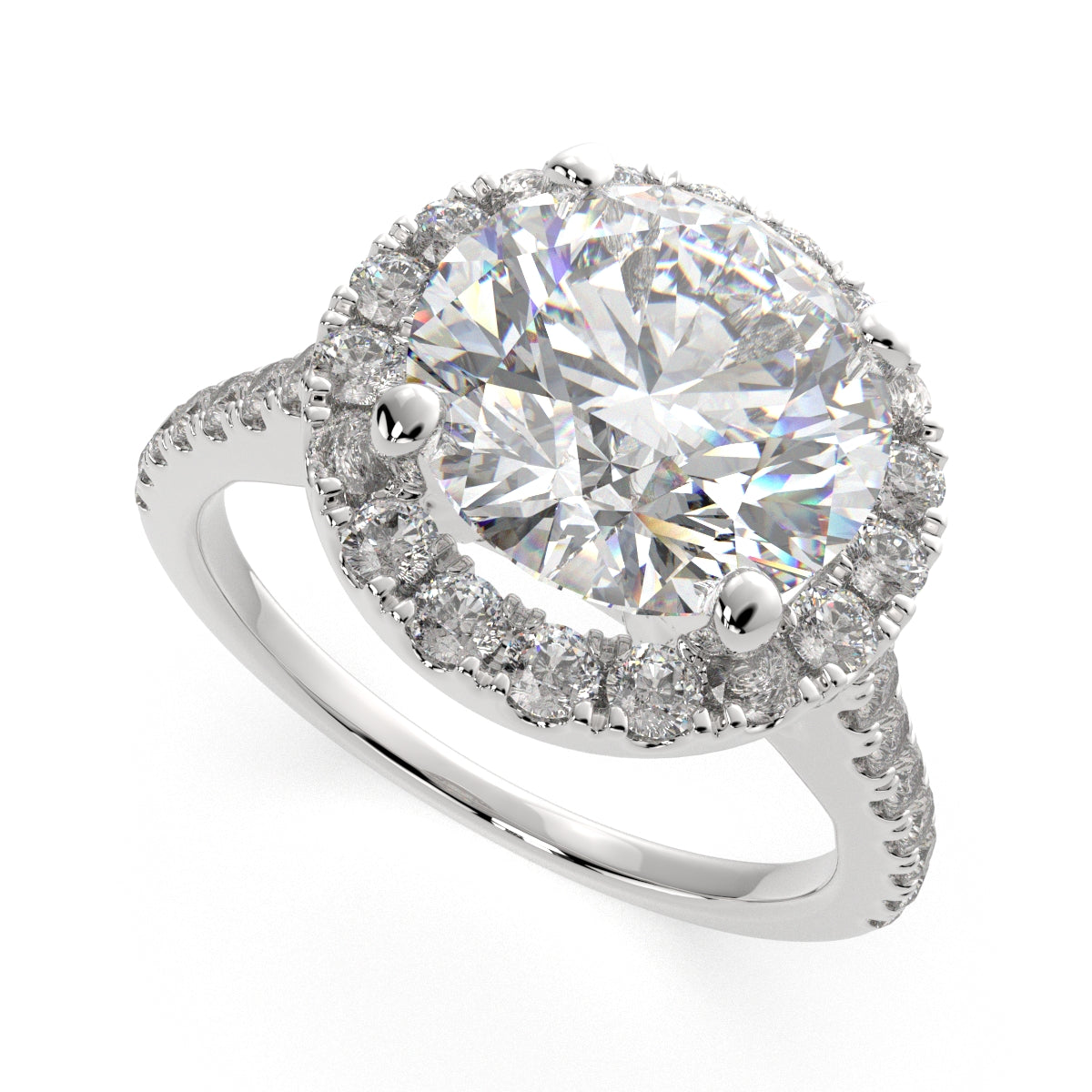 1.4 Carat VS1 D Lab Grown Diamond Halo Pave Round Ring