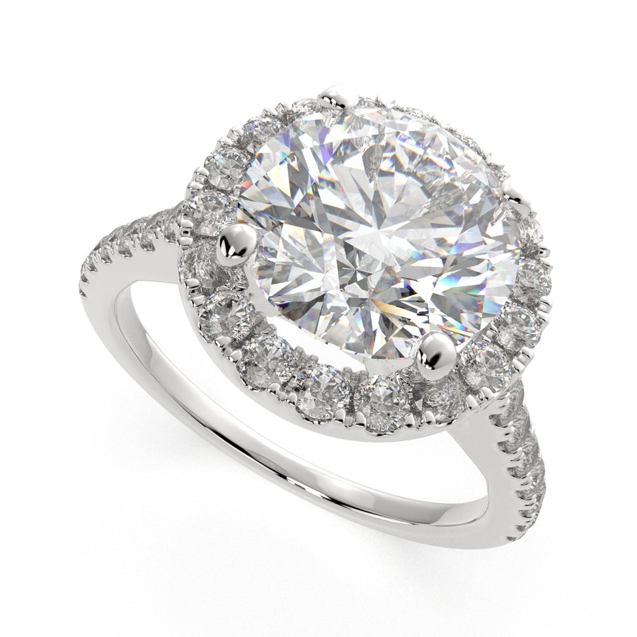 Isadora 4.4 Carat Round Cut Halo Pave Engagement Ring