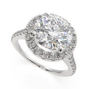 4.4 Carat VS1 D Lab Grown Diamond Halo Pave Round Ring