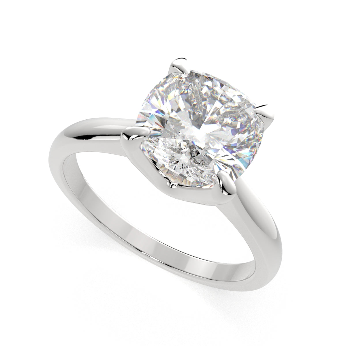 2 Carat VS1 D Lab Grown Diamond Solitaire Cushion Ring