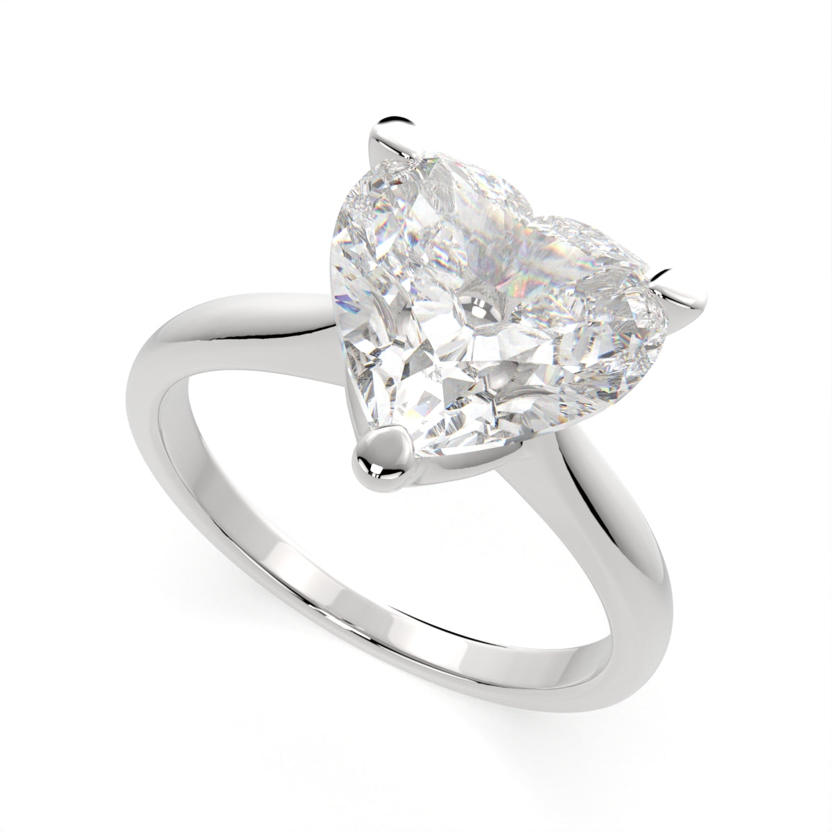 3 Carat VS1 D Lab Grown Diamond Solitaire Heart Ring