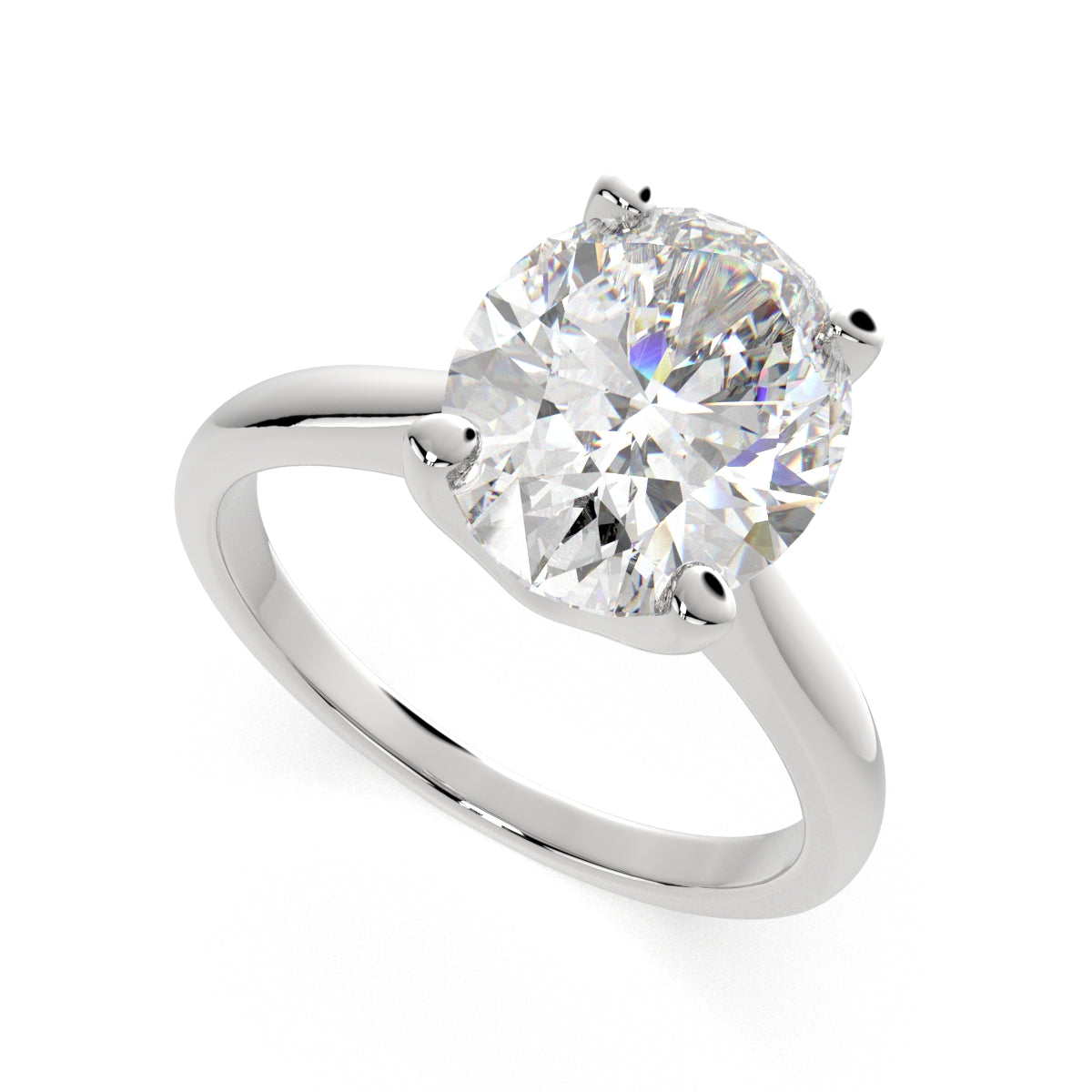 3 Carat VS1 D Lab Grown Diamond Solitaire Oval Ring