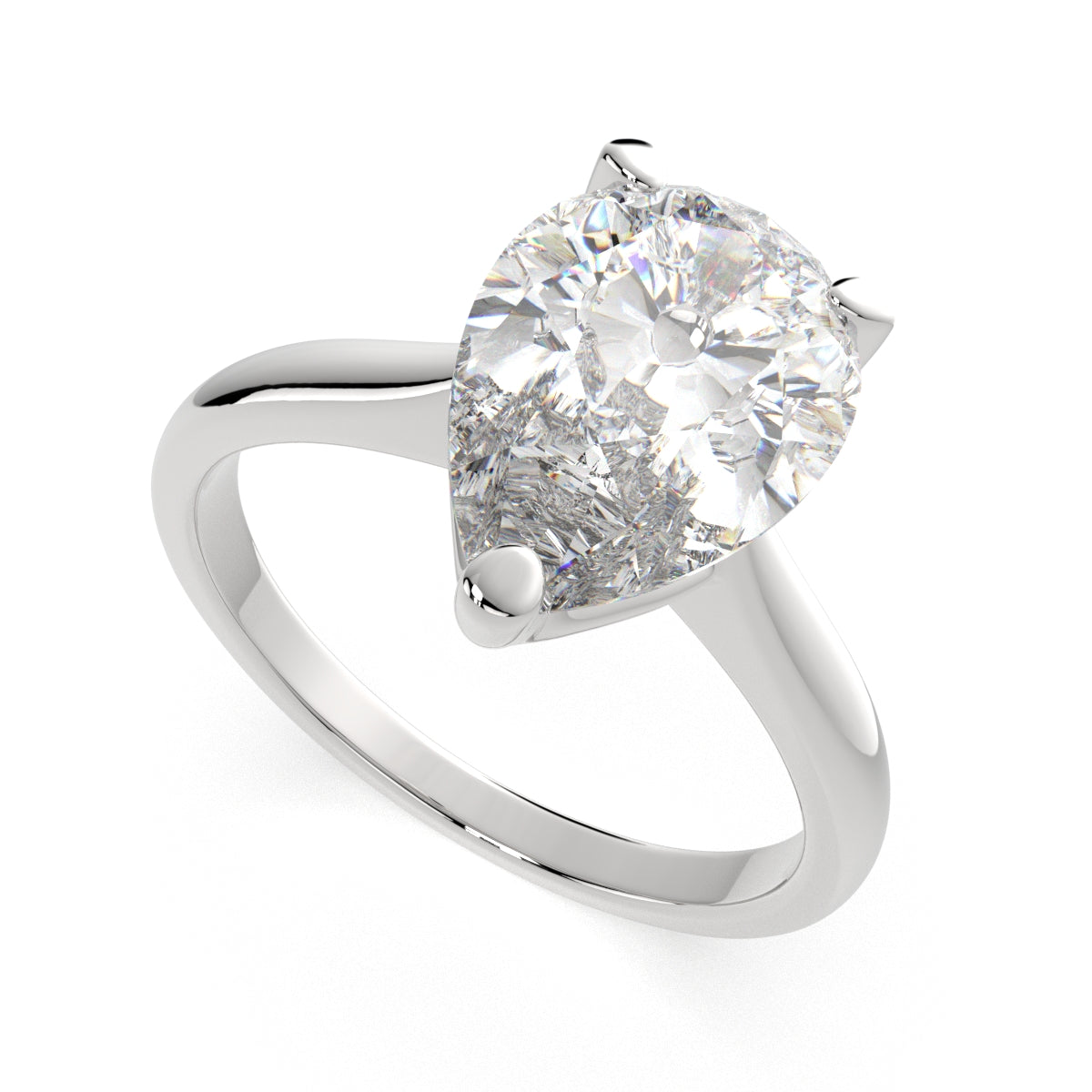 2 Carat VS1 D Lab Grown Diamond Solitaire Pear Ring